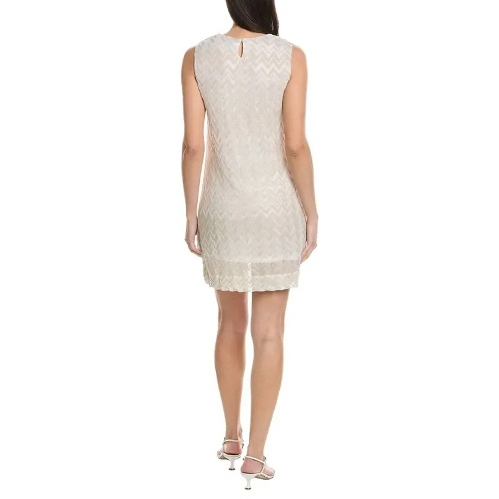 M Missoni Womens  Metallic Zigzag Print Shift Dress, White - Picture 2 of 3